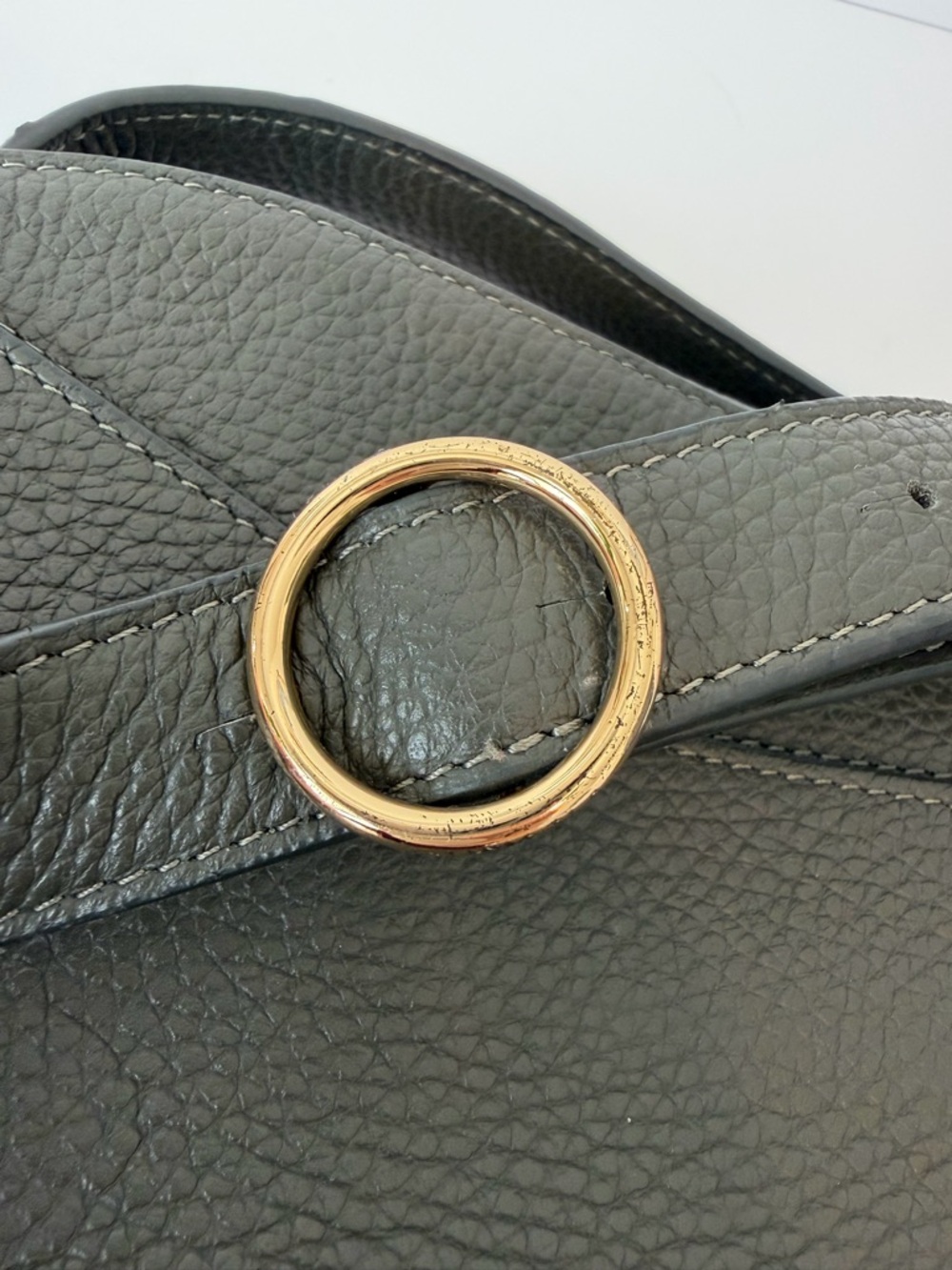 Cuyana Top Handle Leather Oval Crossbody Bag in Dark Olive - Picture 9 of 12